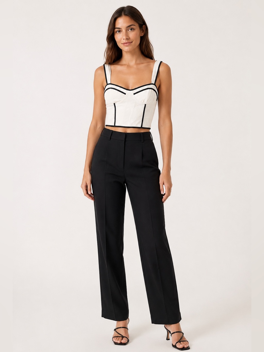 Sienna Sky Black High-Rise Straight-Leg Trousers